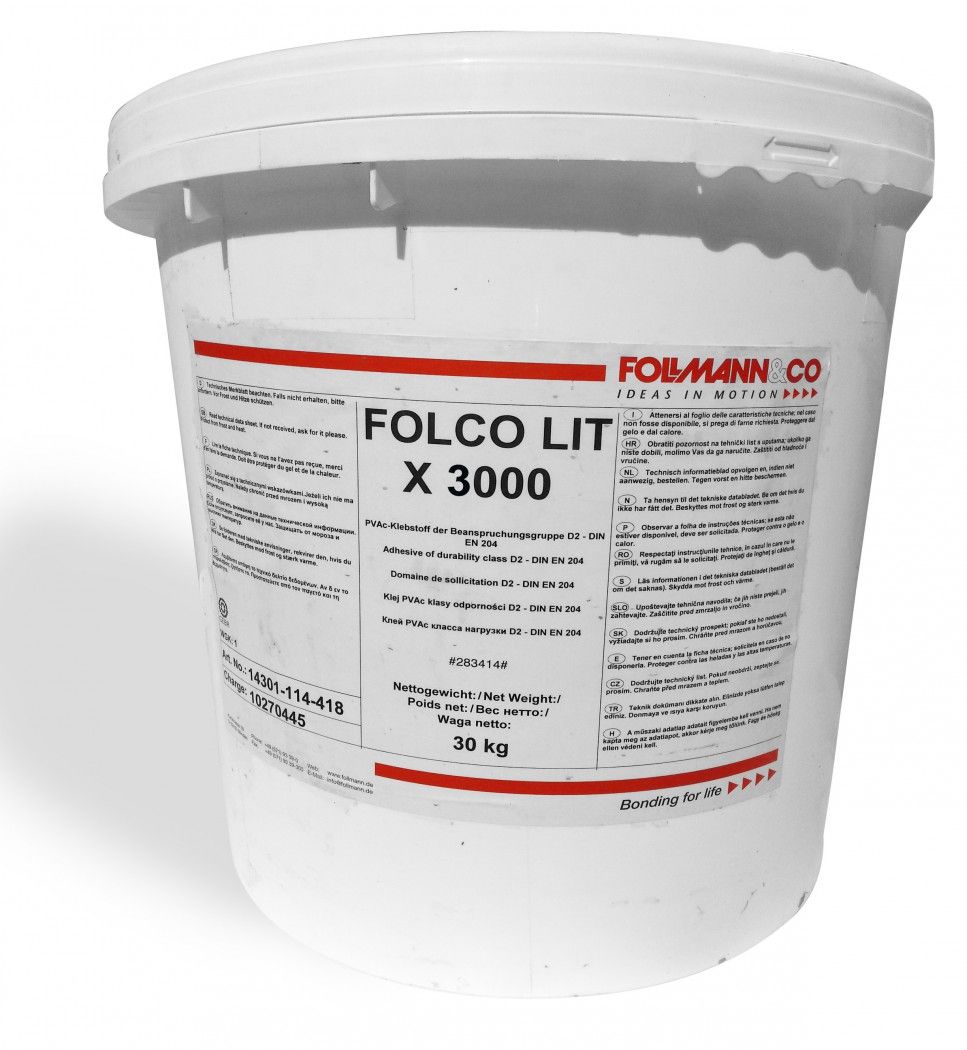 Клей ПВА для дерева FOLCOLIT Follmann X 3000, ведро 30 кг