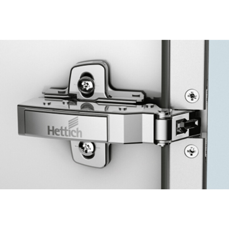 Петля HETTICH Sensys 8638I (B12.5) 95°, для дверей из узкого AL профиля 19 мм, накладная, с доводчиком, под саморезы, никель
